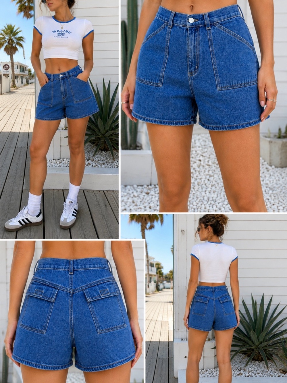 Vintage Too Hot Y2K Denim Utility Shorts High Rise Blue Size 12💛🍄